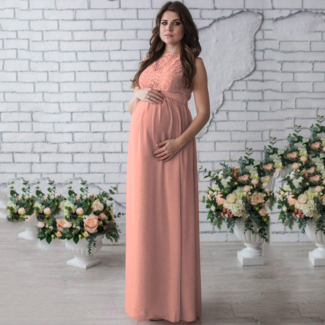 - Lace Sleeveless Maternity Dress