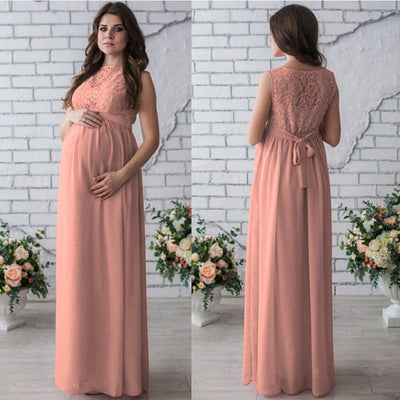 - Lace Sleeveless Maternity Dress -  Lace Sleeveless Maternity Dress