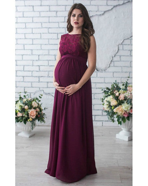 - Lace Sleeveless Maternity Dress
