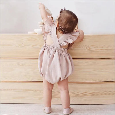 - Cute Girls' Linen Romper - Cute Girls' Linen Romper -  Cute Girls' Linen Romper -  Cute Girls' Linen Romper